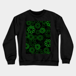 Neon Floral Green on Black Repeat 5748 Crewneck Sweatshirt